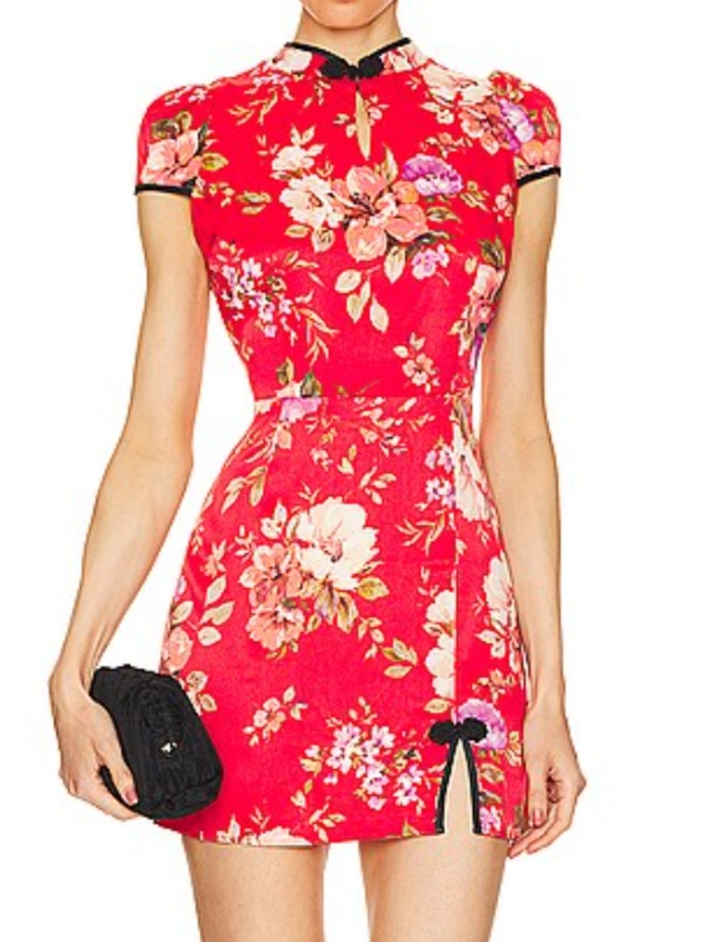 Yumi Kim Red Floral Cheongsam Mini Dress